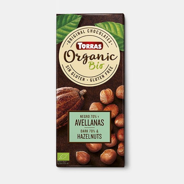Чорний шоколад Torras Organic Bio з лісовими горіхами 100г без глютену Чорний шоколад Torras Organic Bio з лісовими горіхами 100г без глютену